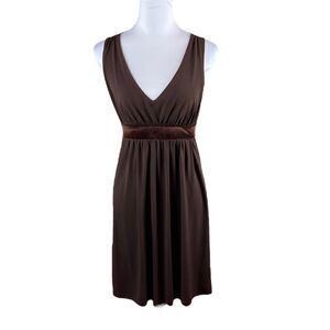 Peep Studio Brown Sleeveless Dress With Contrast At Waist, Size S